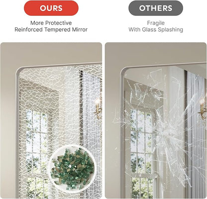 36x24"Bathroom Vanity Mirror for Wall, Aluminum Framed, Farmhouse Rectangle, Anti-Rust, HD Reflection Anti-Desilvering, Distortion Free, Tempered and Shatter-Proof Wall Mounted Mirror, Silver