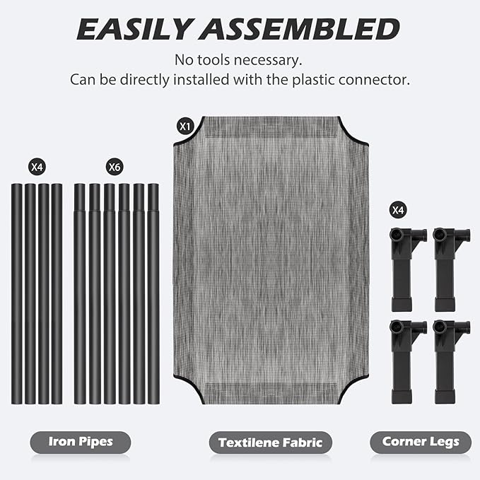 Heeyoo Elevated Dog Bed, Cooling Raised Pet Cot with Chew Proof Washable Breathable Mesh and Metal Frame, Portable Dog Cot Bed with No-Slip Feet for Outdoor or Indoor Use-Mewly Pet