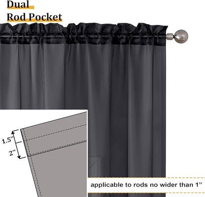 Aiyufeng Black Sheer Curtains 63 Inches Long Light Weight Soft Semi Voile Drapes, Window Curtain Sheers Elegant Rod Pocket Top for Bedroom Living Room, Each is 40W x 63L