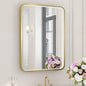 LED Bathroom Mirror with Lights, 20x28 Inch Brushed Gold Metal Frame LED Mirror for Bathroom, Stepless Dimmable 3 Colors Wall Mounted Lighted Bathroom Vanity Mirror, Anti-Fog, Memory