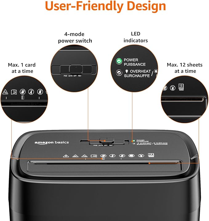 Amazon Basics Cross Cut Paper and Credit Card Shredder, 12 Sheet (New Model), Black-Mewly Pet