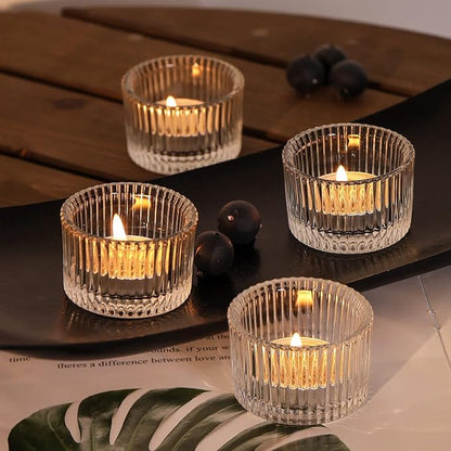 Tealight Candle Holder Set of 12, Clear Small Votive Candle Holders for Table Centerpiece, Glass Tea Light Candles Holder for Party&Home, Wedding Decor(2''Dia*1.4''H)