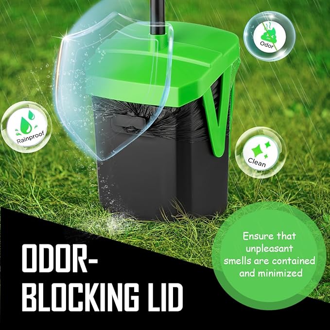 Pooper Scooper Swivel Bin & Rake with 100 Waste Bags, Dog Pooper Scooper with Bag Attachment for Large Medium Small Dogs, Poop Scooper with Lid for Lawn Yard Dog Kennel-Mewly Pet