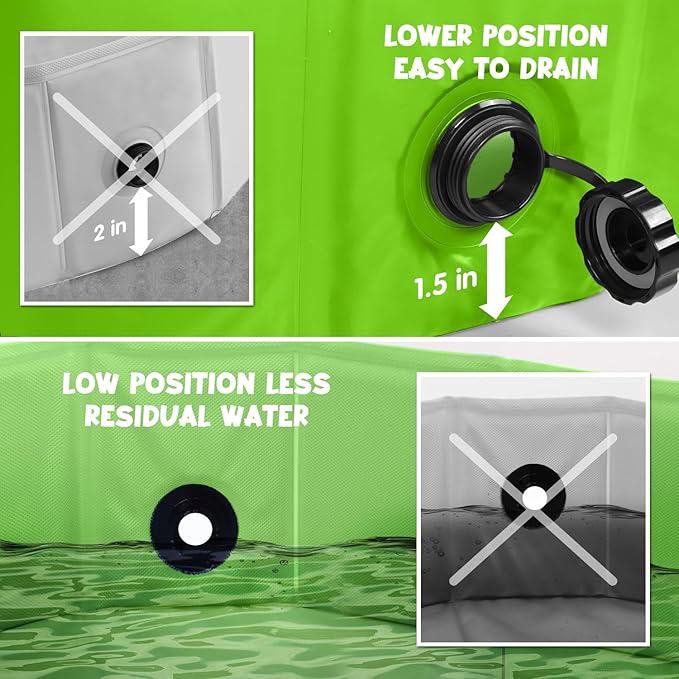 Furrybaby Dog Pool, Kiddie Pool with Hard Plate Collapsible Pet Bath Foldable Swimming Pet Pool Portable Green 32''-Mewly Pet