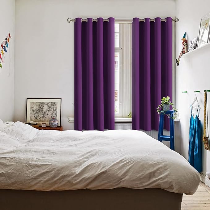 BGment Blackout Curtains - Grommet Thermal Insulated Room Darkening Bedroom and Living Room Curtain, Set of 2 Panels (52 x 63 Inch, Royal Purple)
