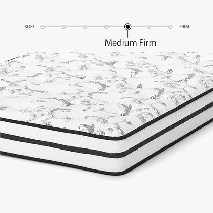 Signature Design by Ashley Queen Size Chime 8 Inch Medium Firm Innerspring Mattress with Pressure Relief Quilt Foam, Fiberglass Free, Mattress In A Box