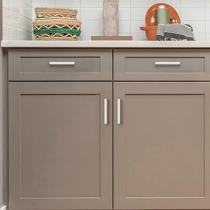 Ravinte 10 Pack Solid Brushed Nickel Kitchen Cabinet Handles Slim Drawer Pulls with 3-1/2 Inch Hole Center Square Bar Cupboard Hardware