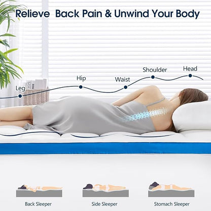 Full Size Mattress Topper, CYMULA Cooling Mattress Pad Cover PillowTop for Bed Back Pain, Futon Mattress Protector Extra Thick Firm Soft Fill Overfilled with 8-21 Inch Deep Pocket, 54"x75"White