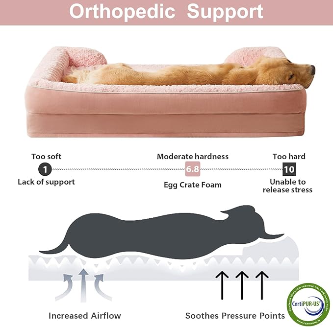 WNPETHOME Dog Beds for Large Sized Dogs, Washable Orthopedic Dog Couch Sofa Bed with Waterproof Lining & Non-Skid Bottom for Pet Sleeping-Mewly Pet