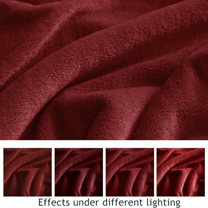 KMUSET Fleece Blanket Burgundy Lightweight Super Soft Cozy Fuzzy Bed Blankets Microfiber Factory Shop