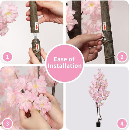 7.2ft Tall Pink Faux Cherry Blossom Tree for Home Decor, Likelike Artificial Silk Flower Cherry Branches Tree Indoor Outdoor, Sakura Tree Realistic Fake Flowering Plant for Living Room Wedding Office
