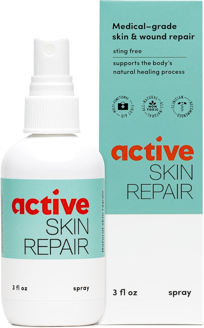Active Skin Repair First Aid Healing Skin Spray - Natural & Non-Toxic with Hypochlorus Acid for Minor Cuts, Wounds, Scrapes, Rashes, Sunburns, & More, 3 oz-Mewly Pet