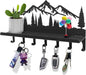 Wall Mounted Mountain Key & Mail Holder with Shelf | Metal Key Organizer with 2 in 1 Key Hooks for Entryway, Hallway, Office