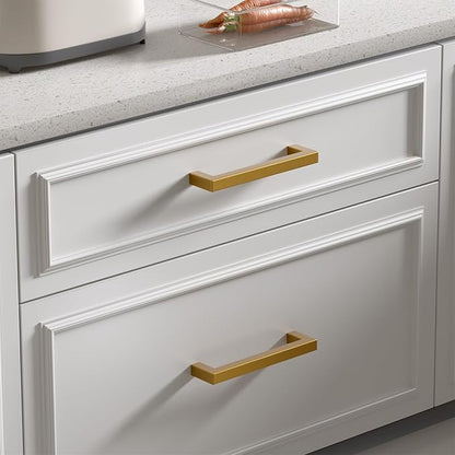 goldenwarm 30 Pack Champagne Bronze Cabinet Pulls Gold Cabinet Handles 3-3/4in Bronze Drawer Pulls Champagne Gold Drawer Handles Square Kitchen Dresser Hardware for Bedroom Cupboard