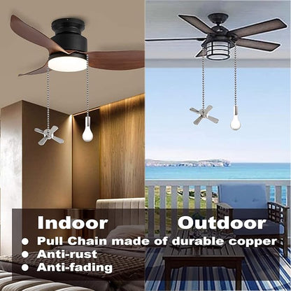 Ceiling Fan Pull Chain Ornaments Extension Chains with Decorative Light Bulb and Cord 13.6 Inches Fan Pull Chain Set For Ceiling Light Lamp Chain (Nickel)
