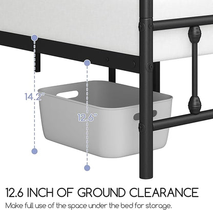 Yaheetech Classic Metal Platform Bed Frame Mattress Foundation with Victorian Style Iron-Art Headboard/Footboard/Under Bed Storage/No Box Spring Needed/California King Size Black