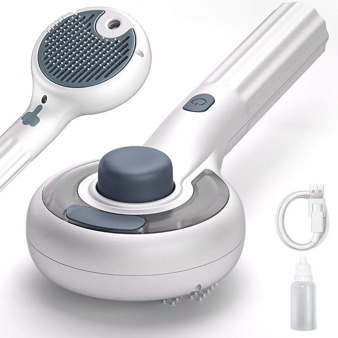 Cat Steam Brush, 3-in-1 Self-Cleaning Pet Grooming Tool with Water Spray, Shedding & Massage Comb for Long & Short Hair Cats and Dogs-Mewly Pet