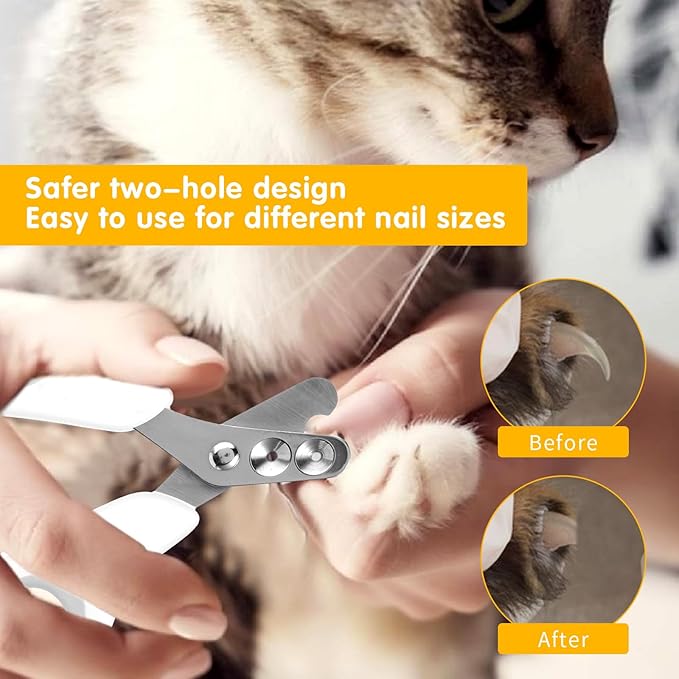 Cat Nail Clippers with Circular Cut Hole, Dogs Pets Nail Clippers & Trimmers Puppy Nail Clippers Cat Claw Trimmer with Safety Guard -Avoid Over Cutting Pet Nail Clippers for Novice Pet Families-Mewly Pet
