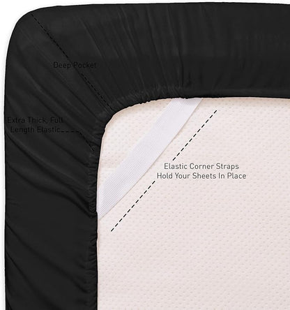 Twin Size Bed Sheets - 4 Piece 1500 Supreme Collection Fine Brushed Microfiber Deep Pocket Twin Sheet Set Bedding - 1 EXTRA PILLOW CASES, GREAT VALUE, Twin, Black