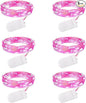 Minetom 6 Pack Fairy Lights Battery Operated String Lights - 7ft 20 LED Waterproof Silver Wire Firefly Lights for Valentine’s Day Decor DIY Crafts Wedding Table Centerpieces, Pink