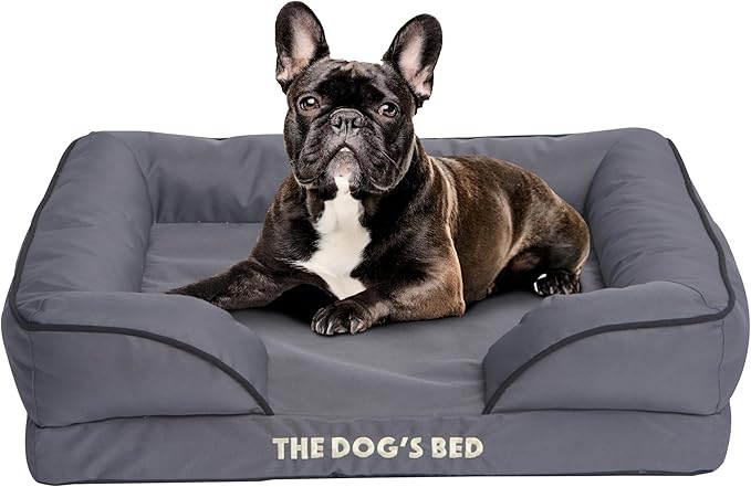 The Dog’s Bed, Orthopedic Standard Foam Waterproof Dog Bed with Standard Support, Medium Grey with Black Trim, Waterproof, Supportive Dog Bed with Replaceable Covers, Veterinary Approved-Mewly Pet