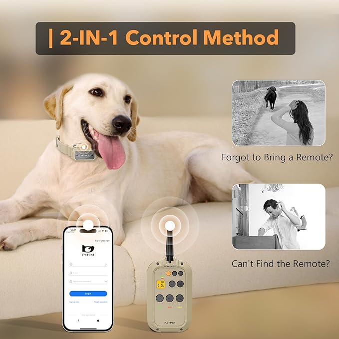 Dog Training Collar with APP Control - 2-in-1 E Collar for Dogs Training 1/2 Mile Range Bluetooth-Enabled Waterproof Dog Training Collar with Remote Control Electric Dog Collar for 15-140 Lbs Dogs