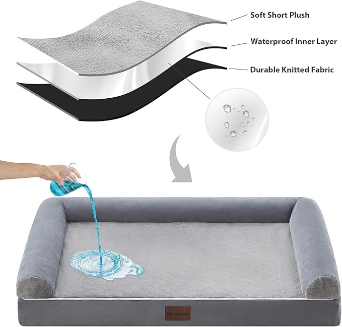 BFPETHOME Washable Dog Beds for Extra Large Dogs, Orthopedic Dog Bed Extra Large, Big Dogs Couch with Removable Washable Cover, Waterproof Lining and Nonskid Bottom, Egg-Crate Foam Pet Sofa-Mewly Pet