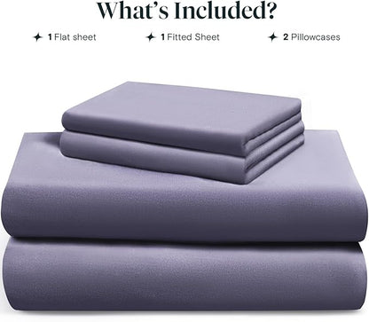 LuxClub Full Size Bed Sheets, 100% Rayon Derived from Bamboo Cooling Sheets, Breathable & Soft Deep Pocket Up to 16", Hotel Luxury Silky Sheets Full Size Set, Light Grey