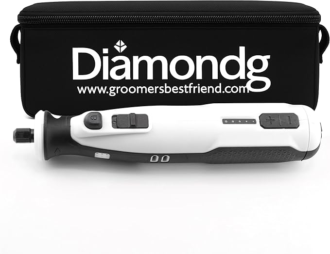 Diamondg Cordless Dog Nail Grinder with Quiet Sound & LED Tip for Large & Small Dogs, 4hrs. Runtime - Electric Dog Nail Trimmer, Heavy Duty Rotary Tool Alternative to Toenail Clippers & Filers-Mewly Pet