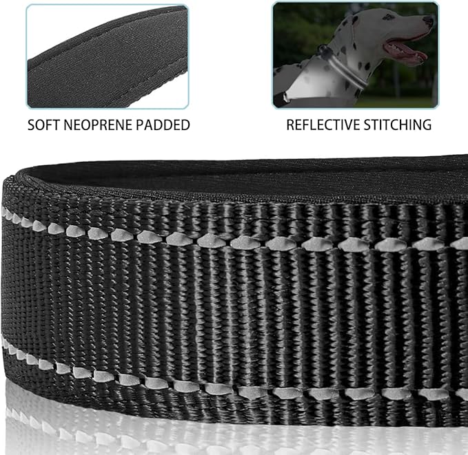 JSXD AirTag Dog Collar, Night Reflective Nylon Dog Collar for Small Medium Large Dogs,Lockable Quick Release Buckle,Padded Breathable Pet Collar with AirTag Holder (Black, Small)-Mewly Pet