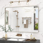 48x36 Inch Brushed Nickel Bathroom Mirror, Brushed Silver Metal Framed Wall Mirror, Rounded Corner Rectangle Modern Vanity Mirror, Tempered Glass, Anti-Rust, Shatterproof (Horizontal/Vertical)