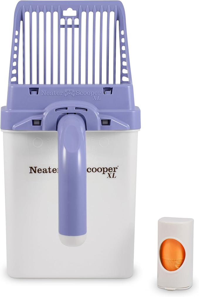 Neater Pet Brands Neater Scooper XL Cat Litter Scoop, 15 Refill Bags – Extra-Large Capacity Mess-Free Cat Litter Scooper with Bag for Large & Multiple Cats, Spill-Proof Litter Box Scooper with Holder-Mewly Pet