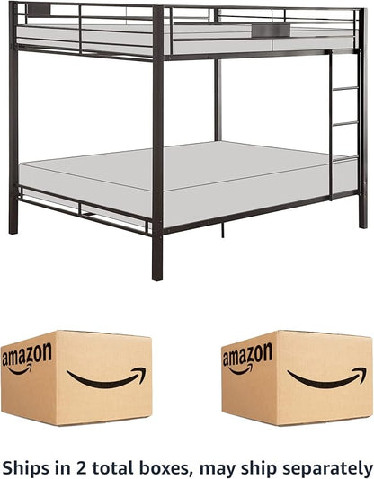 Acme Kaleb Metal Frame Queen Over Queen Bunk Bed with Ladder in Sandy Black