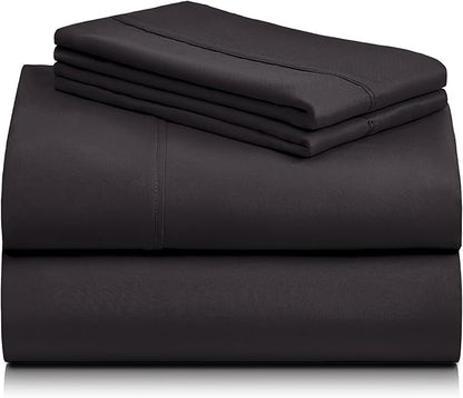 LuxClub 4 PC King Sheet Set, Breathable Luxury Bed Sheets, Deep Pockets Wrinkle Free Cooling Bed Sheets Machine Washable Hotel Bedding Silky Soft - Black King