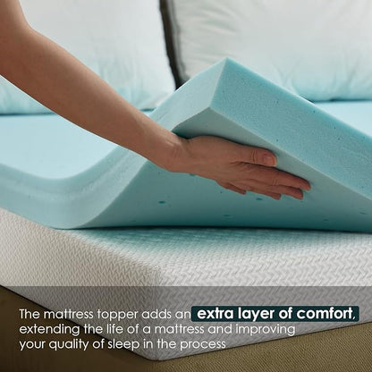 FDW | 5" King Mattress + 3" Cooling Mattress Topper | Gel Memory Foam | Medium Firm Feel | White | with Washable Cover for Cool Sleep and Pressure Relief | Bed in a Box, CertiPUR-US Certified