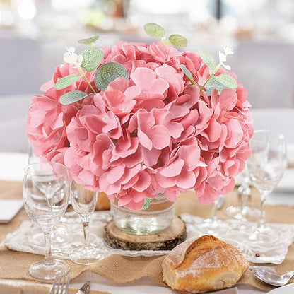 AVIVIHO 65pcs Dusty Rose Fake Flowers Hydrangea Artificial Flowers Bulk Realistic Hydrangeas Silk Flowers with Stems for Arrangement Home Weddings,Centerpieces,Party Arch Backdrop Decorations