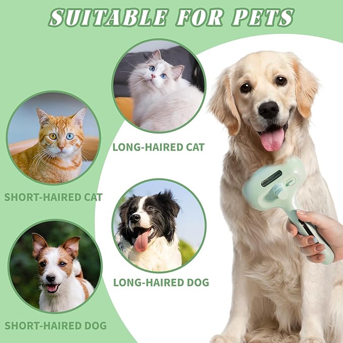 Self-Cleaning Spray Cat Brush for Shedding, Removes Static Flying Hair, and Works Wonders for Both Long and Short-Haired Pets 2 In 1 Cleaning Brush for Cats And Dogs Grooming-Mewly Pet