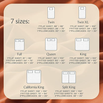 LuxClub 4 PC Full Size Sheet Set Deep Pockets Wrinkle Free Cooling Sheets Machine Washable Hotel Bedding Silky Soft - Autumn Orange Full
