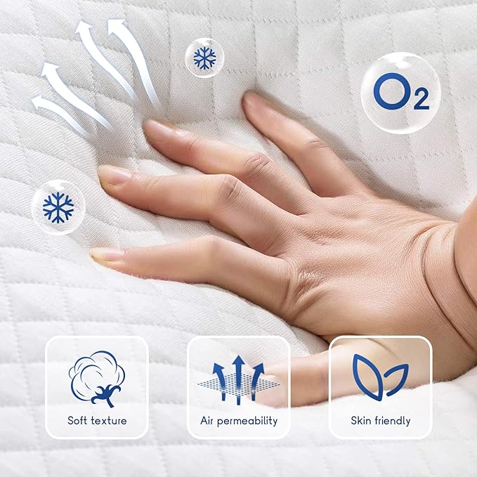 FDW | 6 Inch Twin Mattress | Medium Firm | Gel Memory Foam Mattress | White | Bed in a Box, CertiPUR-US Certified | Pressure Relief, Cooling Ventilated Foam | Washable Removable Cover