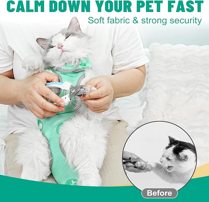 Supet Cat Grooming Hammock, Self-Adhesive Cat Nail Clipper Hammock, Soft Fabric Cat Wrap for Cutting Nails, Quickly Calm Down for Medicine, Teeth Brushing, Ear Cleaning-Mewly Pet