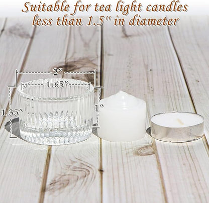 Tealight Candle Holder Set of 12, Clear Small Votive Candle Holders for Table Centerpiece, Glass Tea Light Candles Holder for Party&Home, Wedding Decor(2''Dia*1.4''H)