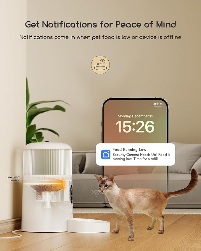 Faroro Automatic Cat Feeder with Camera, 3MP HD Video with Night Vision, 5G WiFi Cat Feeder Automatic with APP Control, 2-Way Audio, Low Food Sensor, Motion Alerts for Cats and Dogs-Mewly Pet