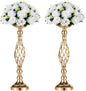 2 Pcs Versatile Metal Flower Arrangement & Candle Holder Stand Set for Wedding Party Dinner Centerpiece Event Restaurant Hotel Decoration (Gold, 2 x M)