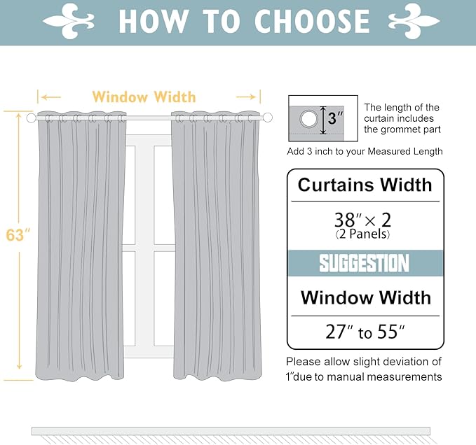 ChrisDowa 100% Blackout Curtains 63 inch Long for Bedroom with Black Liner, 2 Thick Layers Total Blackout Thermal Insulated Grommet Window Curtains 2 Panels Set (Beige, 38 x 63 Inch)