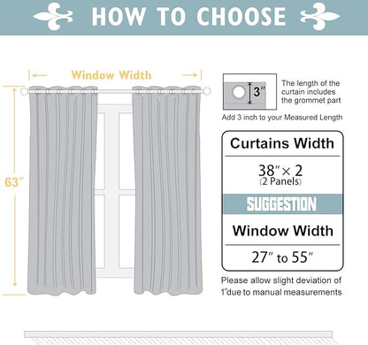 ChrisDowa 100% Blackout Curtains 63 inch Long for Bedroom with Black Liner, 2 Thick Layers Total Blackout Thermal Insulated Grommet Window Curtains 2 Panels Set (Cappuccino, 38 x 63 Inch)