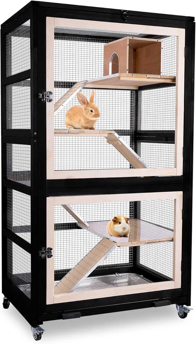 Chinchilla Cage Large Critter Nation Enclosure for Squirrel Chameleon Ferret Rat Guinea Pig Rabbit with Ramps, Chew-Proof Ramps & Slide-Out Tray-Mewly Pet