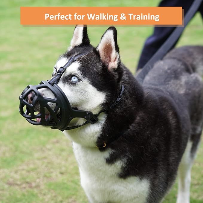 BARKLESS Dog Muzzle, Basket Muzzle for Biting, Chewing and Scavenging, Humane Cage Mouth Cover, Perfect for Grooming and Training Large Aggressive Reactive Dogs (XL, Black)-Mewly Pet