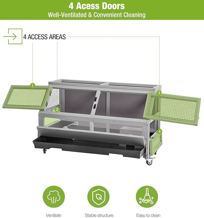 GUTINNEEN Guinea Pig Cage, Hamster Cage with Chew-Proof Aluminum Edges & Leak-Proof PVC Layer, Small Animal Cage with 4-Wheel Design, Acrylic/Mesh Panels for Ferrets, Rats-Mewly Pet