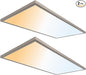 Ultralux 2x4 ft Surface Mount Ceiling Light Panel – Slim, Edge Lit, Flush Mount Flat Panel for Kitchen, Home & Office - TRIAC Dimmable, 3CCT Adjustable Color Temperature (Brushed Nickel, 2 Pack)