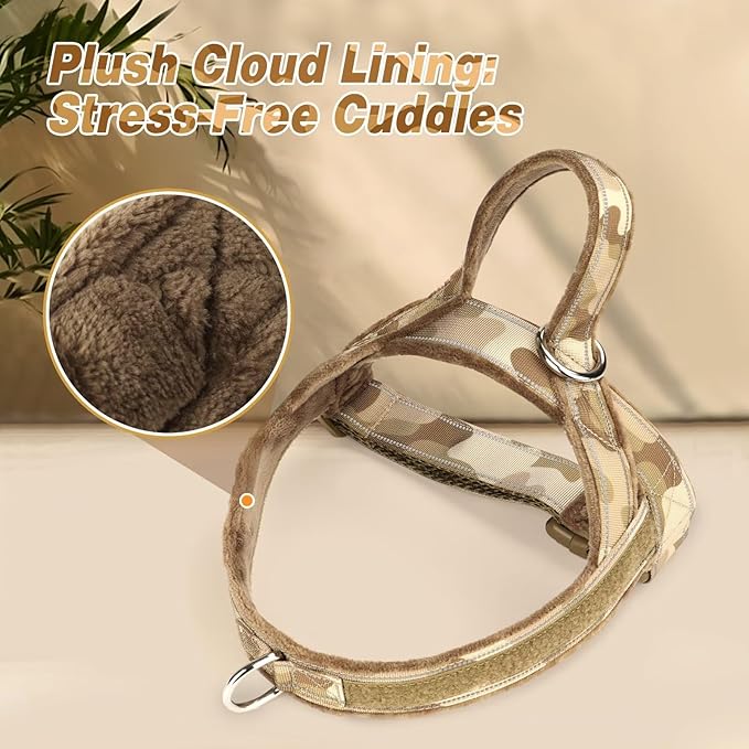 Forestpaw No Pull Dog Harness - Soft Flannel Padded Tactical Dog Vest Harness with Quick Release Buckle, Adjustable Reflective Pet Harness for Large Dogs Walking Training,Brown Camouflage L-Mewly Pet